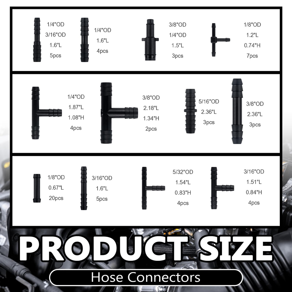IHOTDER assortment of 64 connectors highlighting fit versatility benefit