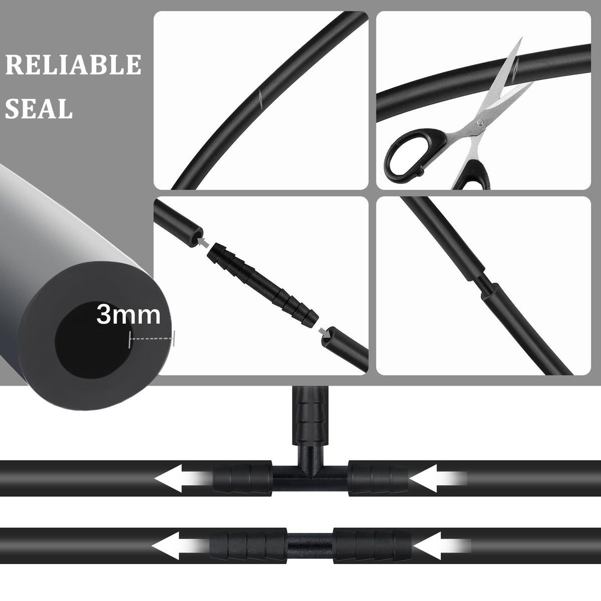 IHOTDER hose cross-section detail showing uniform wall, ensures sealing