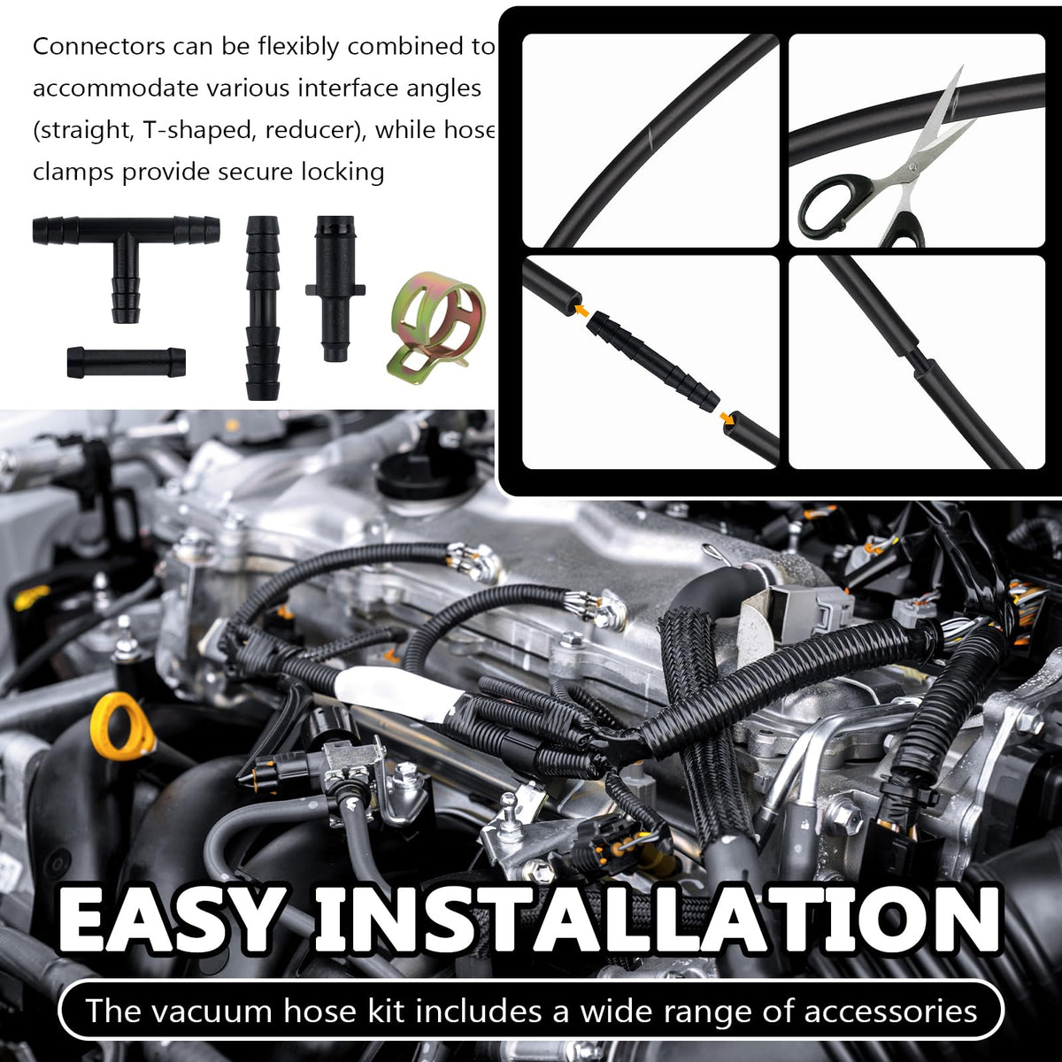 IHOTDER silicone hose routed in engine bay showing heat resistance benefit