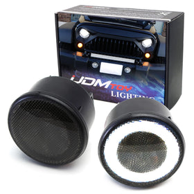 iJDMTOY front assembly installed on Wrangler showing modern look and improved visibility