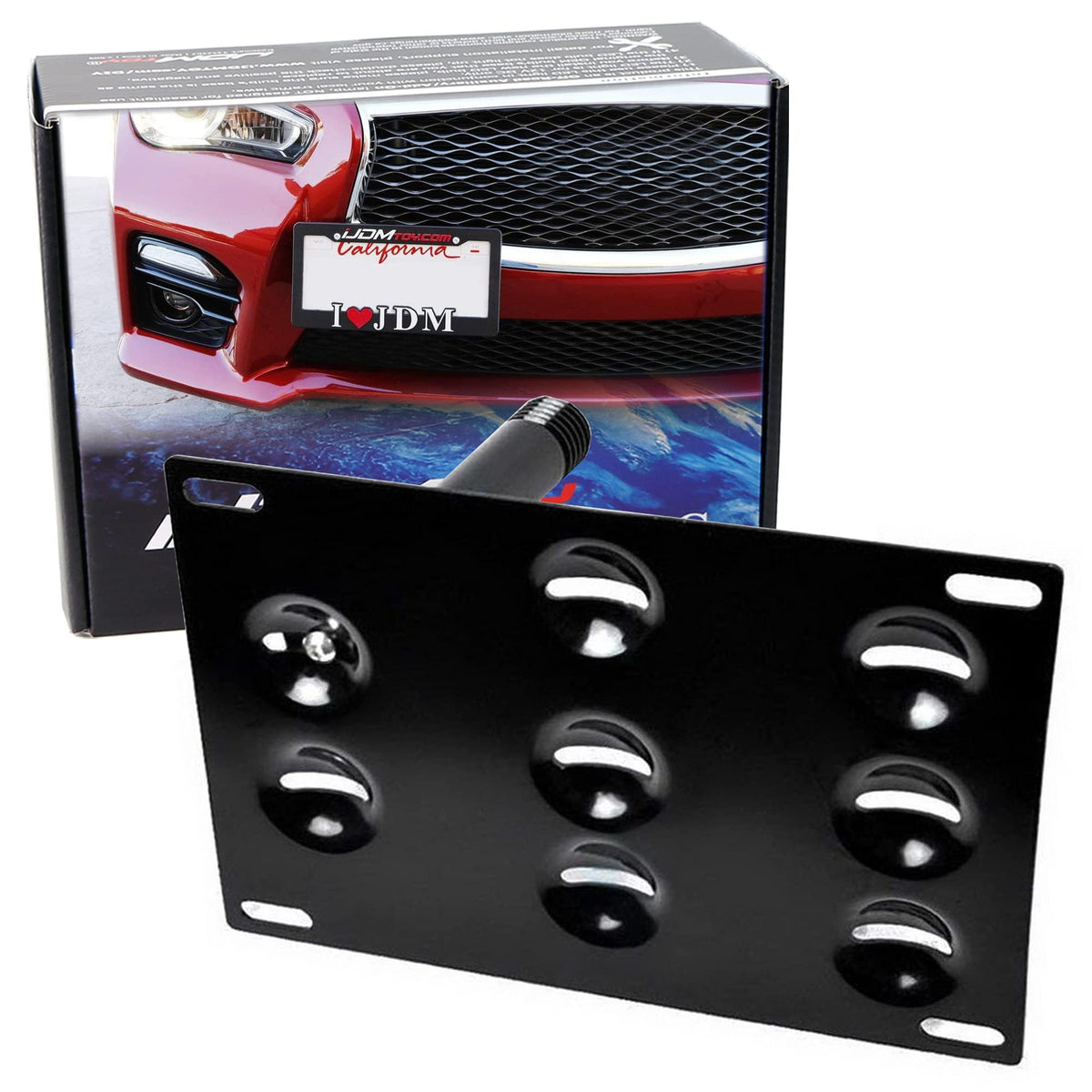 iJDMTOY front view of mounted tow-hook plate showing clean off-center look and secure fit