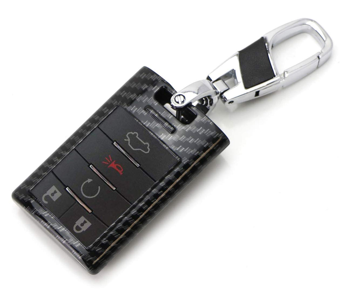 iJDMTOY installed on Cadillac key demonstrating secure fit