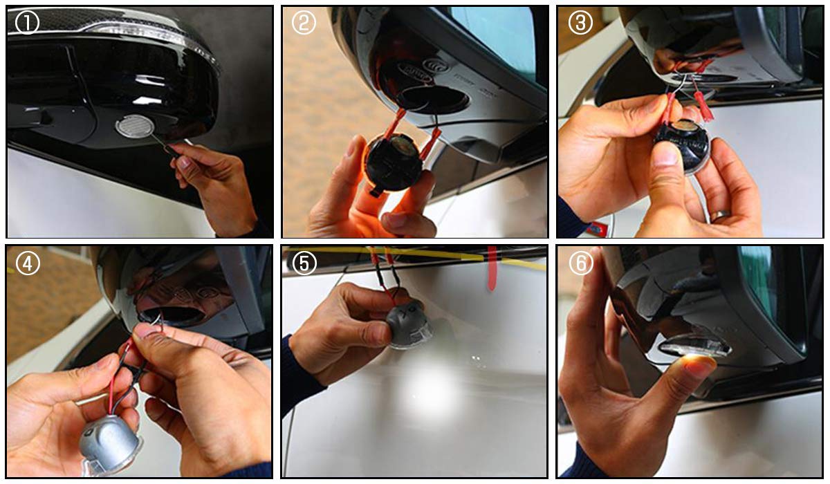 iJDMTOY mirror cap removal access illustrating easy plug-and-play installation