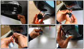 iJDMTOY mirror cap removal access illustrating easy plug-and-play installation