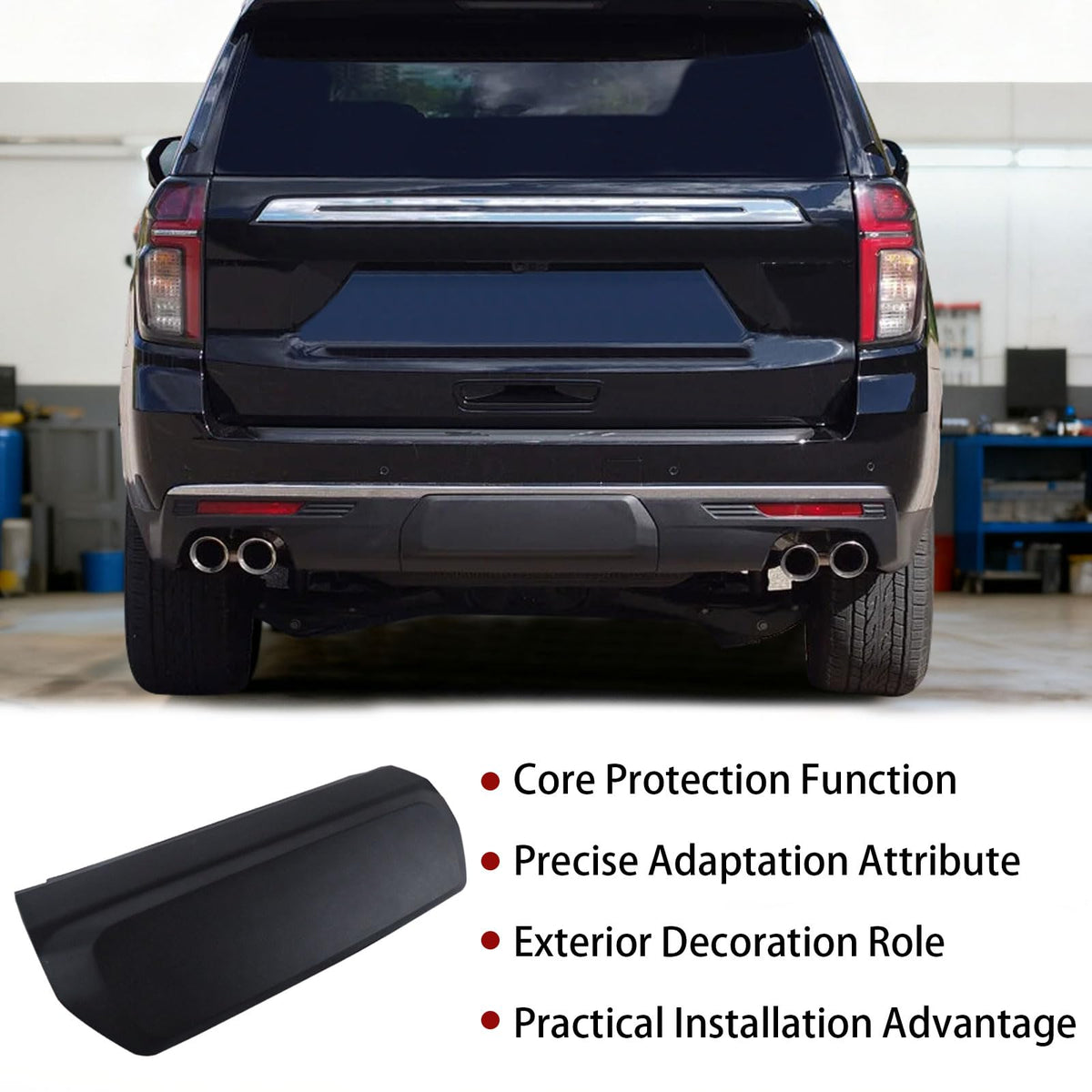 iKer hitch cover installed on Suburban bumper demonstrates clean fit and protection