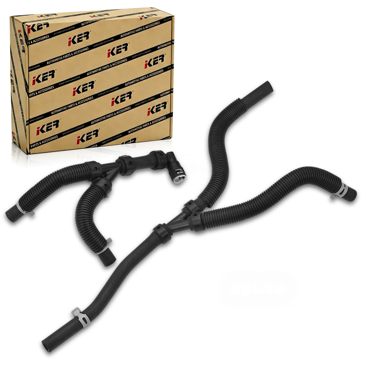 iKer heater hose front assembly showing full shape and direct-fit benefit