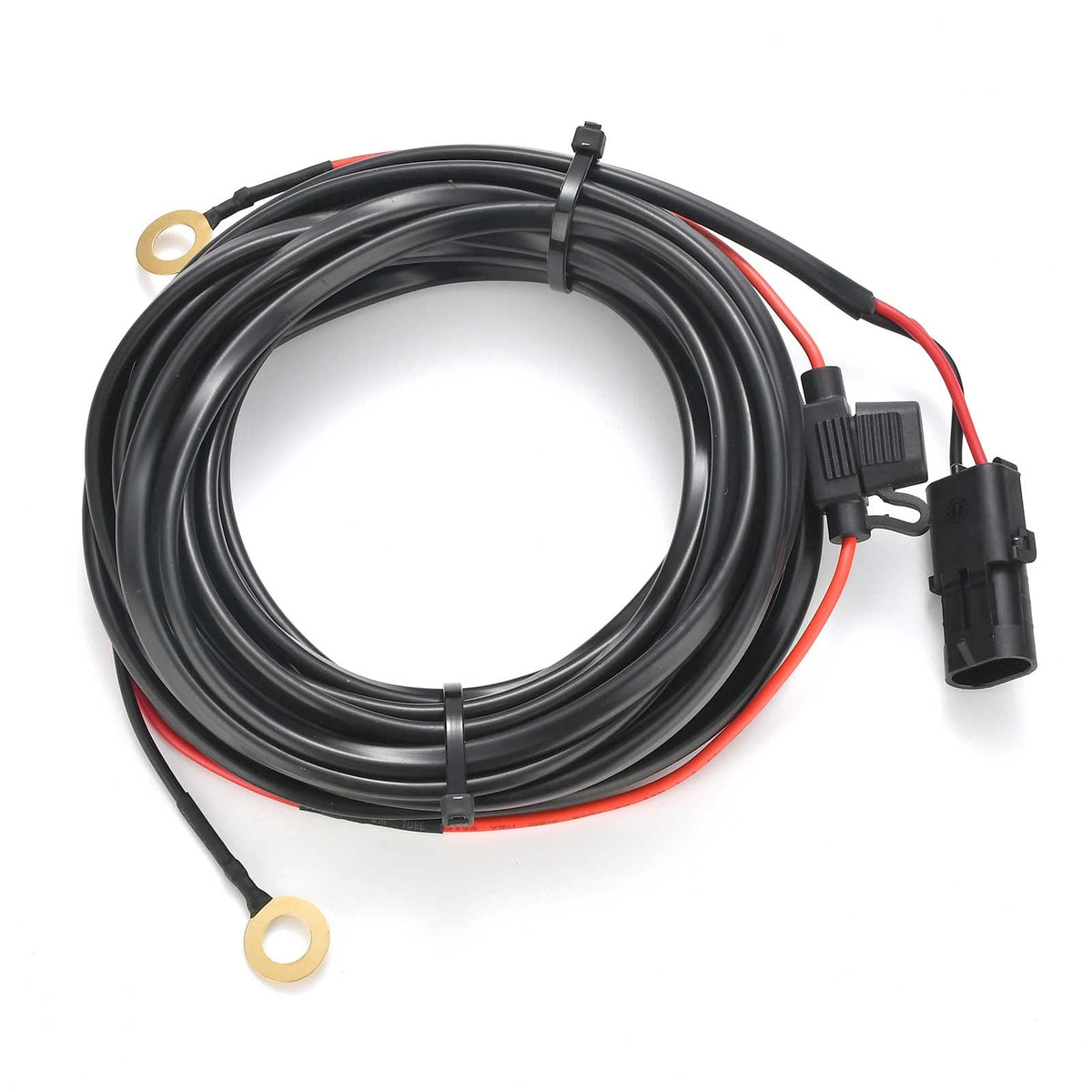 iKer front view of 22ft wiring harness showing full connector ends and benefit of easy replacement