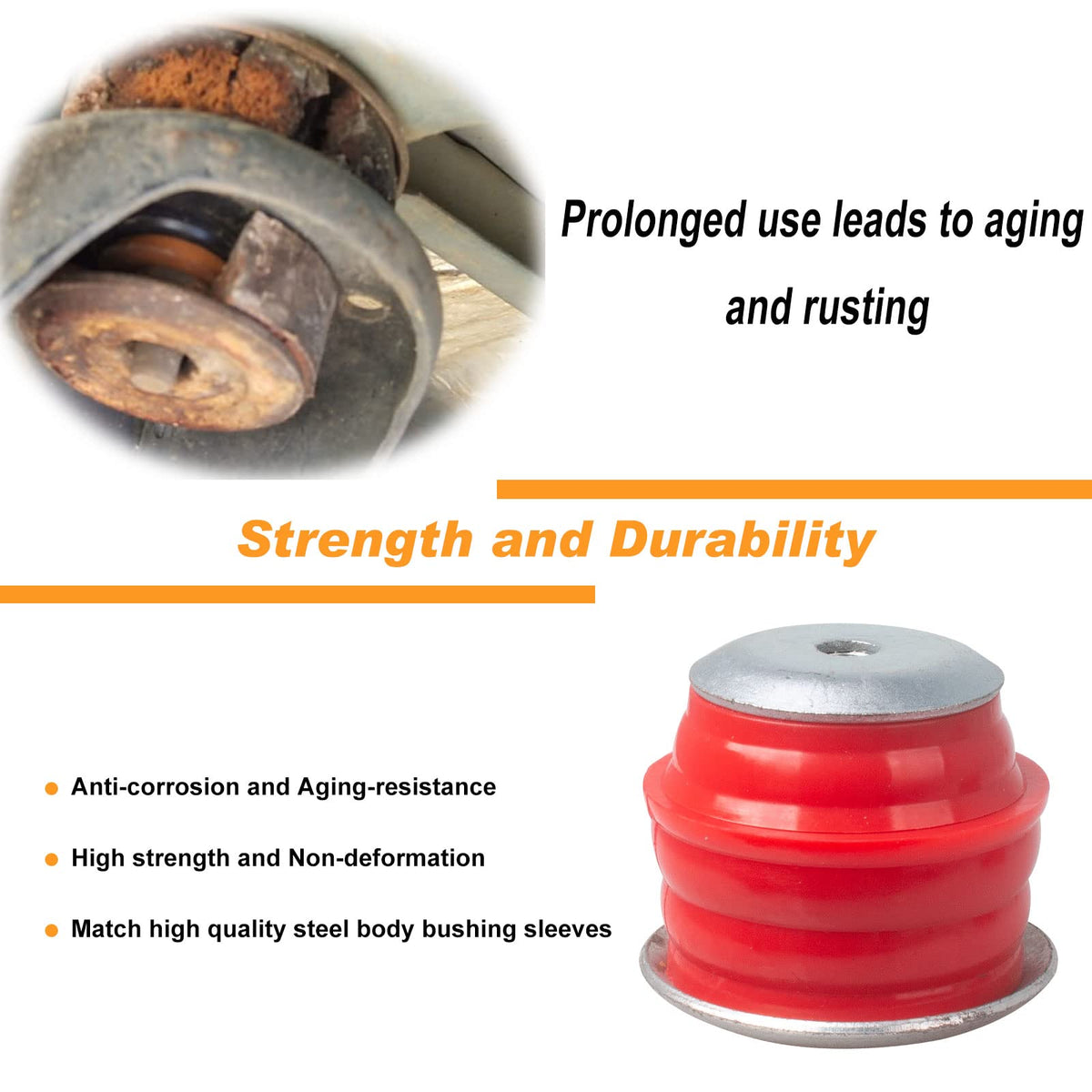iKer large and small steel mounts with washer detail showing secure seating and corrosion resistance