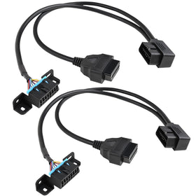 iKKEGOL front view of angled OBD2 Y splitter showing compact design and neat install