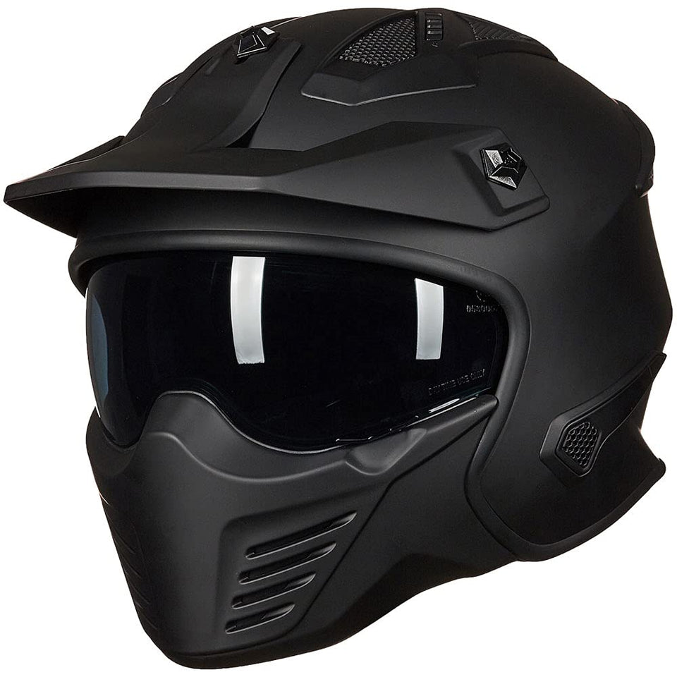ILM matte black 726X front view showing DOT-certified protection and sleek style
