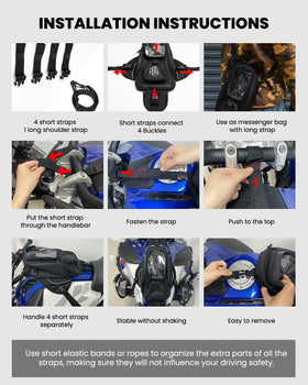 ILM tank bag mounted on motorcycle illustrating stable on-bike positioning