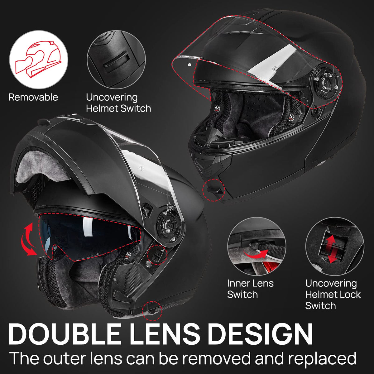 ILM dual visors detail showing clear outer shield and internal sun visor