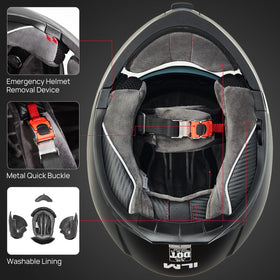 ILM flip-up action with chin bar lifted for convenient open-face use