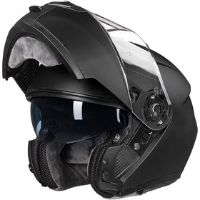ILM front view matte black helmet showing aerodynamic shape and protection