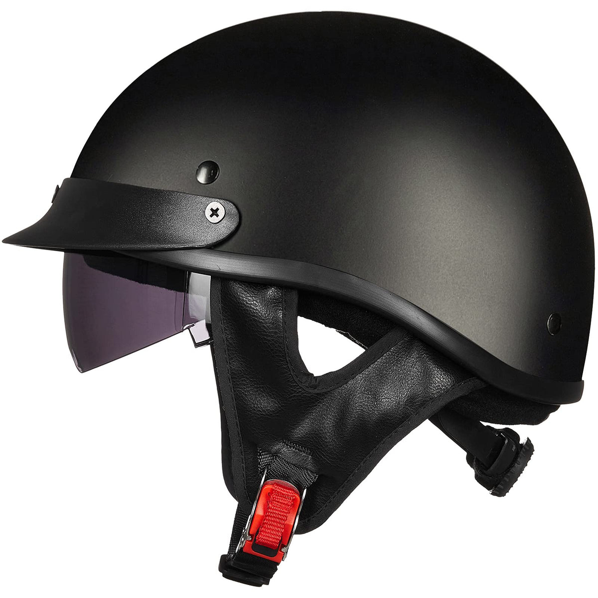 ILM half helmet front view showing matte black shell and clean lines for stylish protection