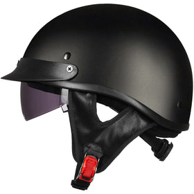 ILM half helmet front view showing matte black shell and clean lines for stylish protection