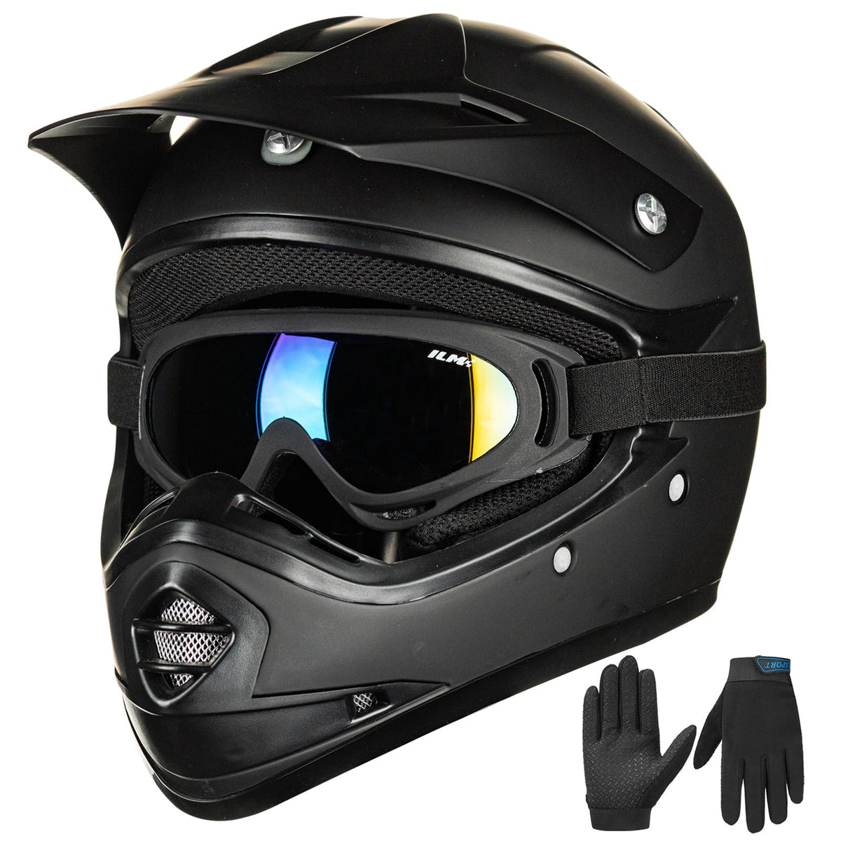 ILM helmet front matte black showing secure protection and style