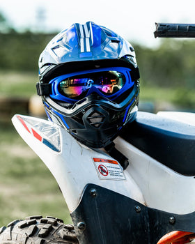 ILM youth rider wearing helmet on trail demonstrating fit