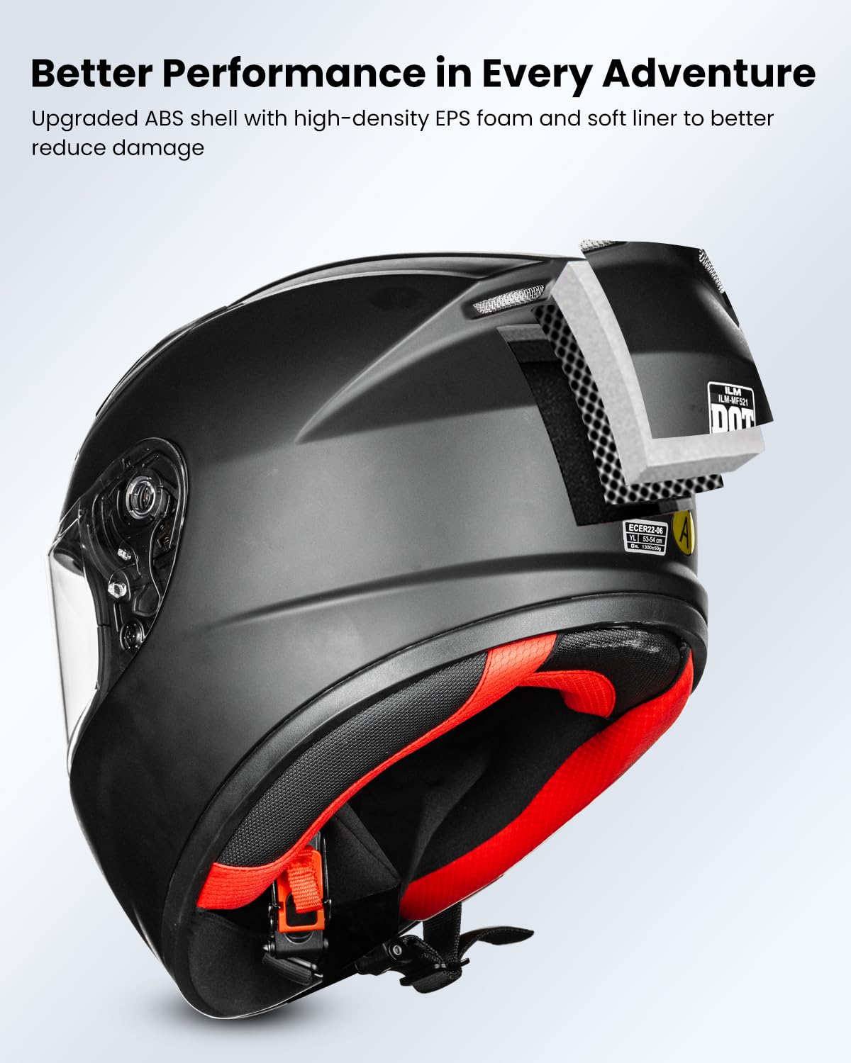 ILM MF521 inner liner detail showing removable washable padding for comfort benefit