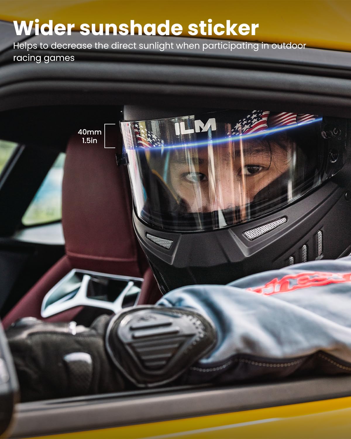 ILM Model 890 side profile highlighting aerodynamic shell and visor benefits