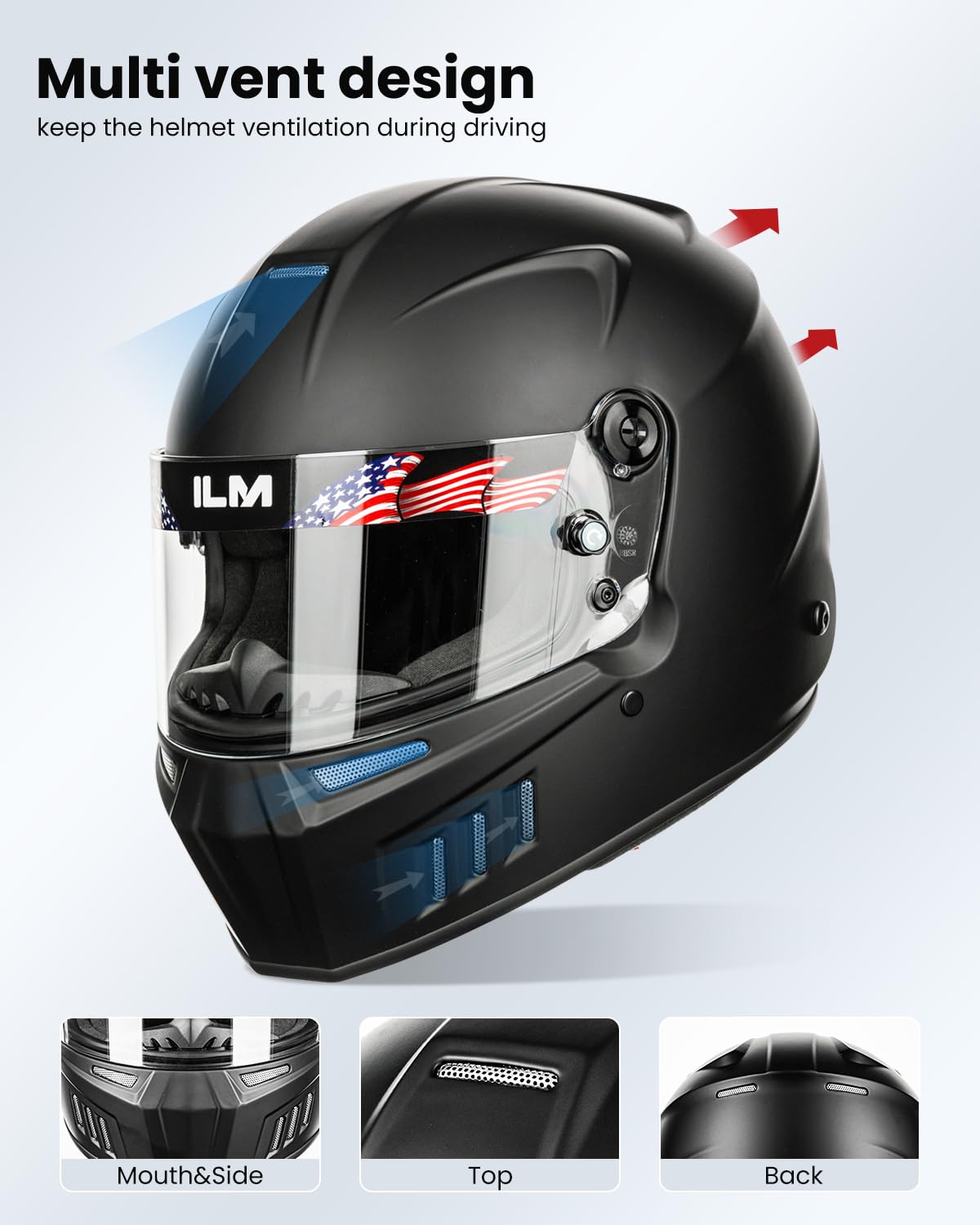 ILM visor with 40 mm sunshade film reducing glare for clearer vision