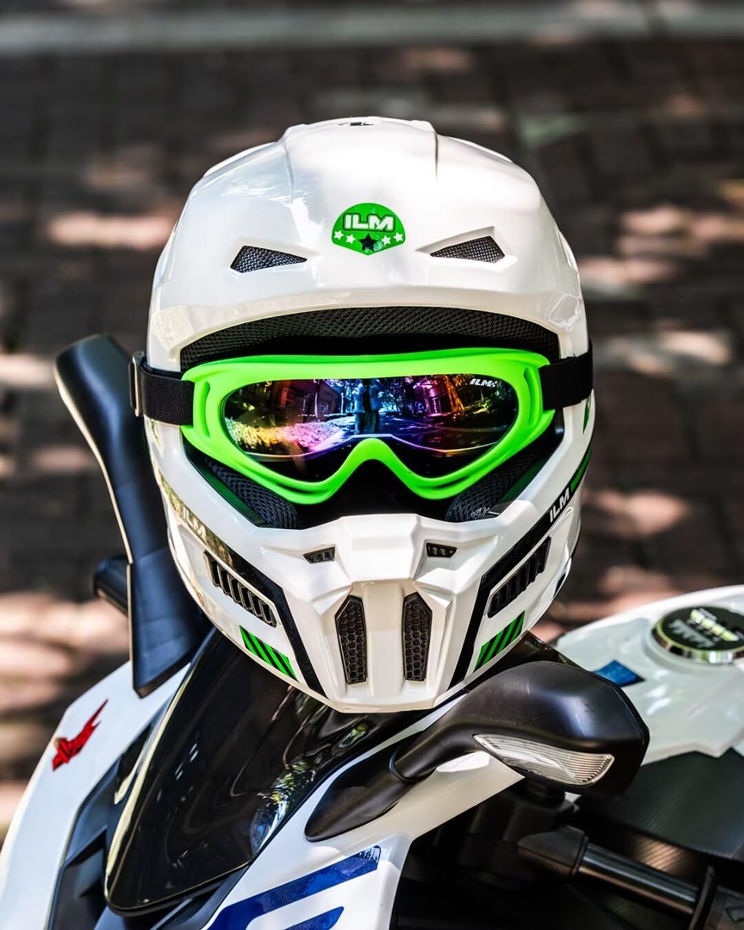 ILM helmet worn in off-road setting showing full-kit protection benefit