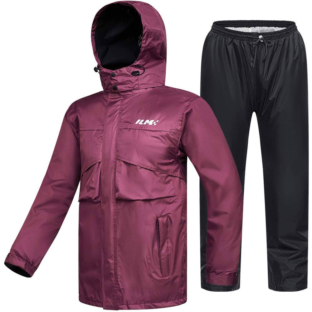 ILM rain suit front view jacket showing waterproof protection and visible benefits