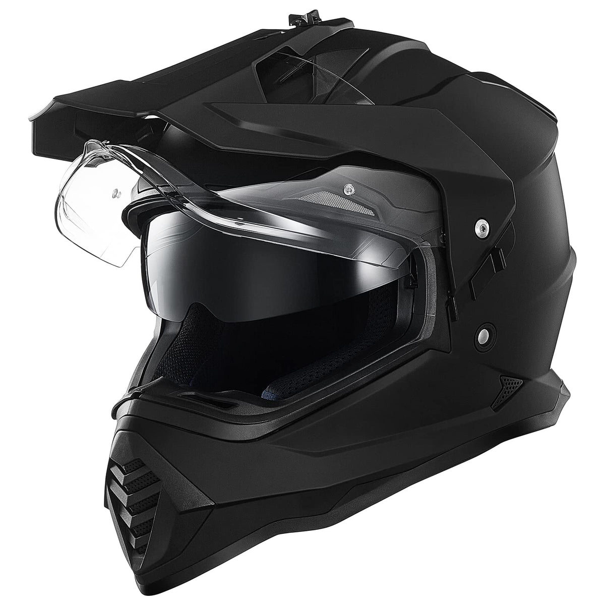 ILM WS902 front view matte black showing full-face visor and benefit clear protection