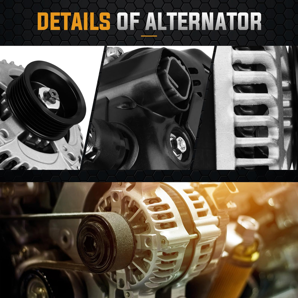 ILONPA alternator rear terminal detail displaying regulator and connectors for easy wiring