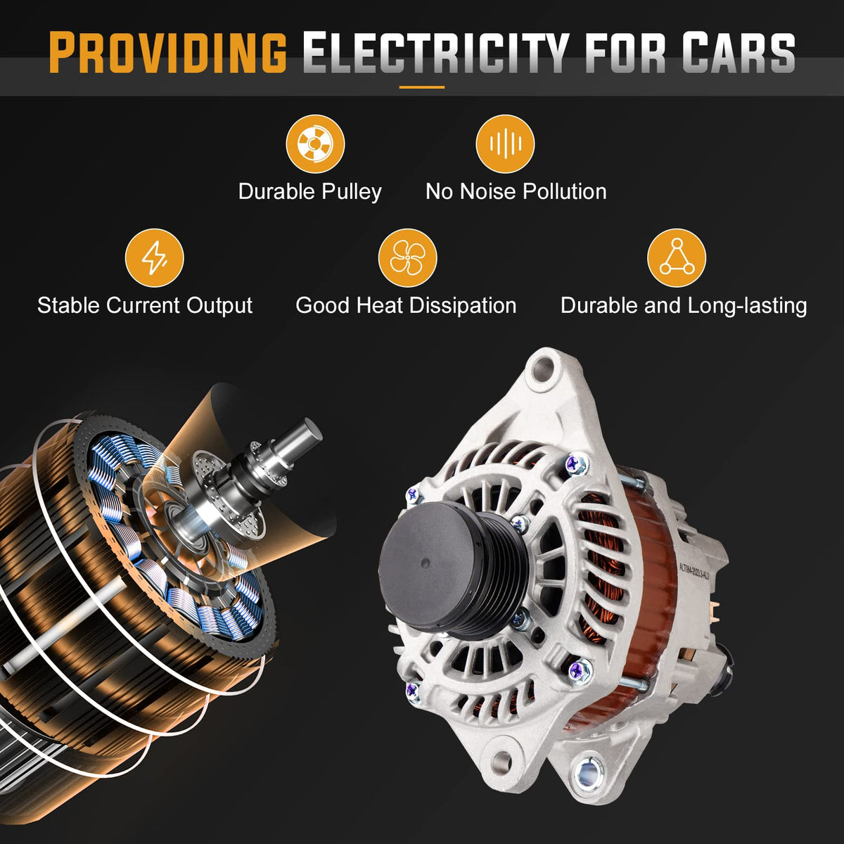 ILONPA alternator installed in engine bay demonstrating plug-and-play fit