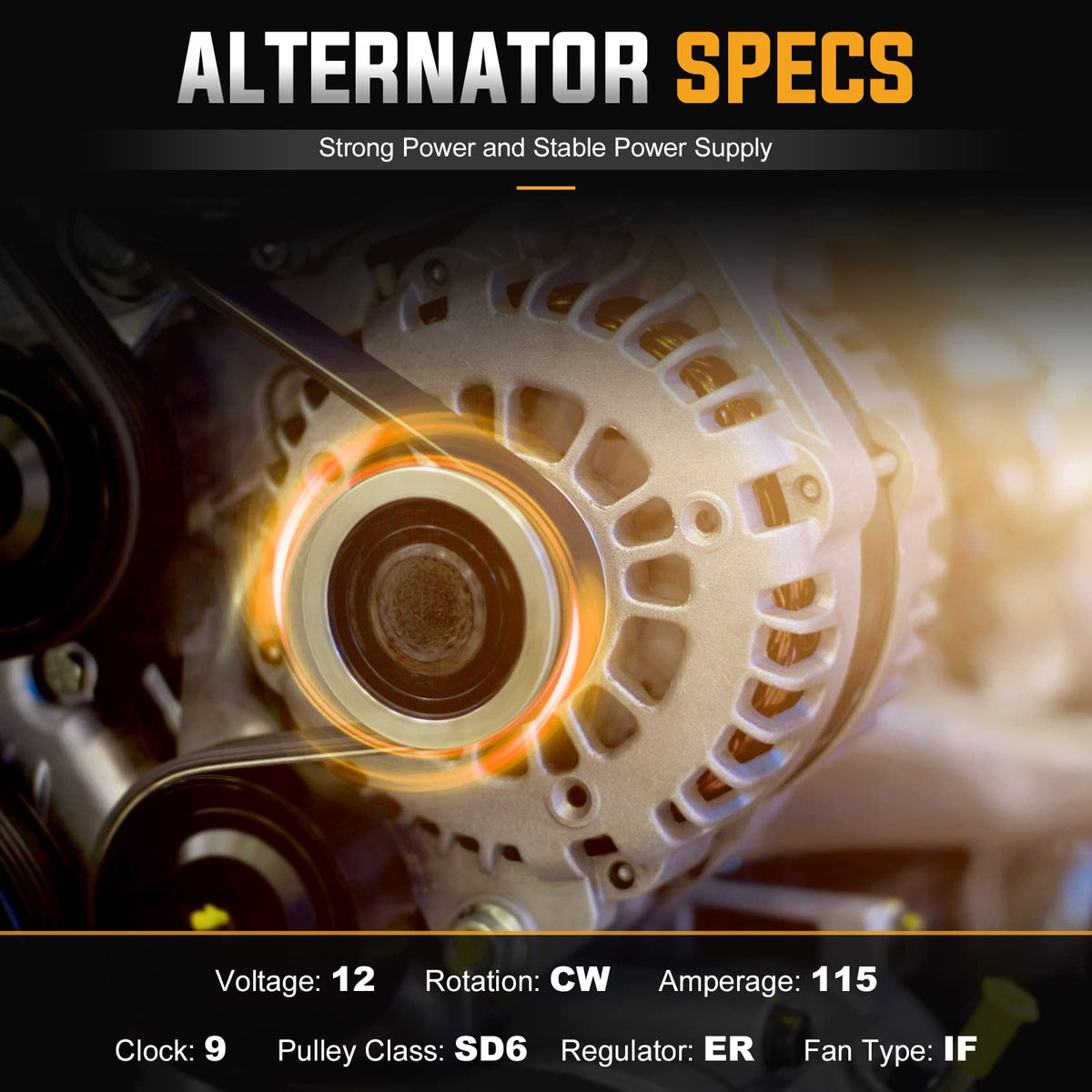 ILONPA alternator pulley detail highlighting SD6 pulley for belt compatibility