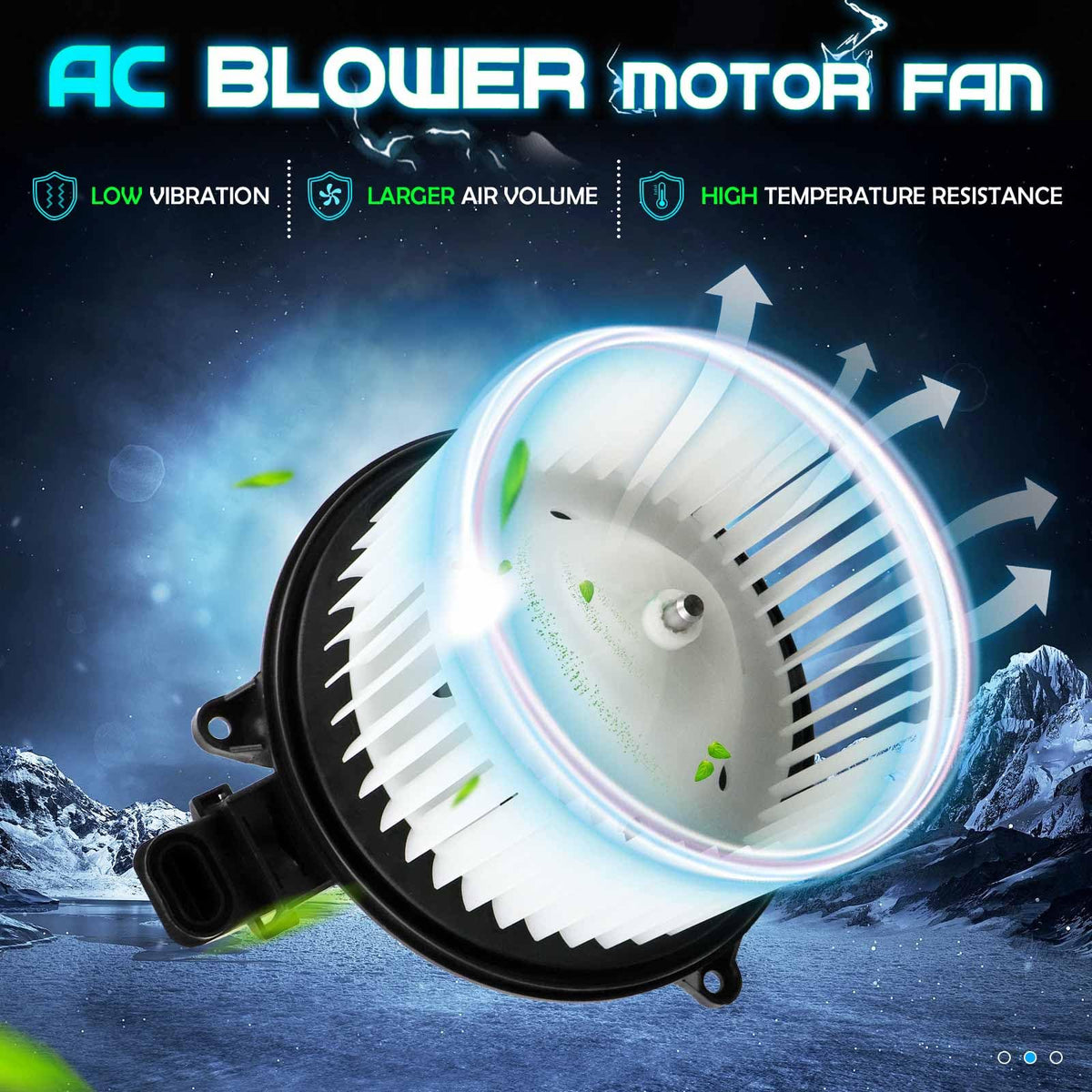 ILONPA blower motor impeller closeup highlighting durable ABS blades and improved airflow