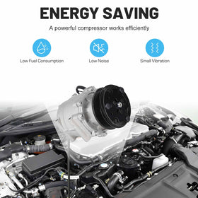 ILONPA compressor installed in Civic engine bay demonstrating direct-fit benefit