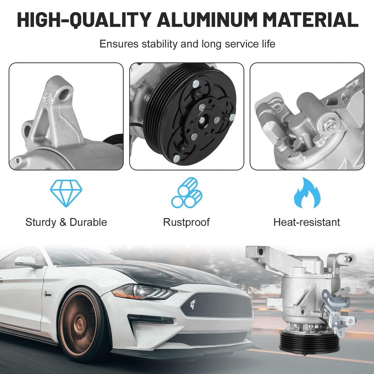 ILONPA compressor aluminum alloy finish closeup showing corrosion resistance benefit