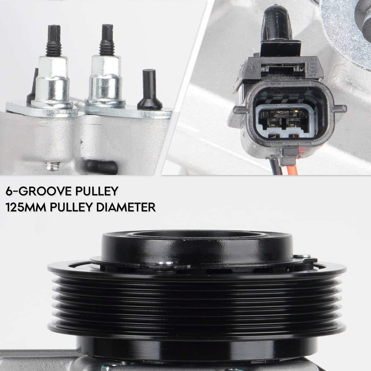 ILONPA pulley detail showing 6-groove 125mm pulley for accurate belt match