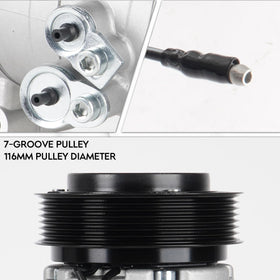 ILONPA compressor pulley detail showing seven-groove design for correct belt fit