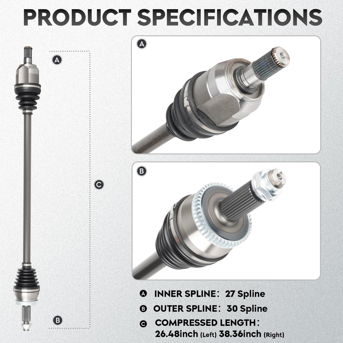 ILONPA driver side shaft full length showing accurate fit for quick replacement