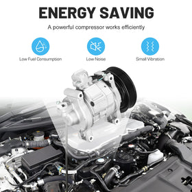 ILONPA compressor installed in a Honda engine bay demonstrating correct fit and space-saving design