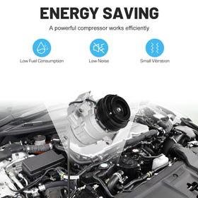 ILONPA compressor installed in an engine bay demonstrating direct-fit replacement