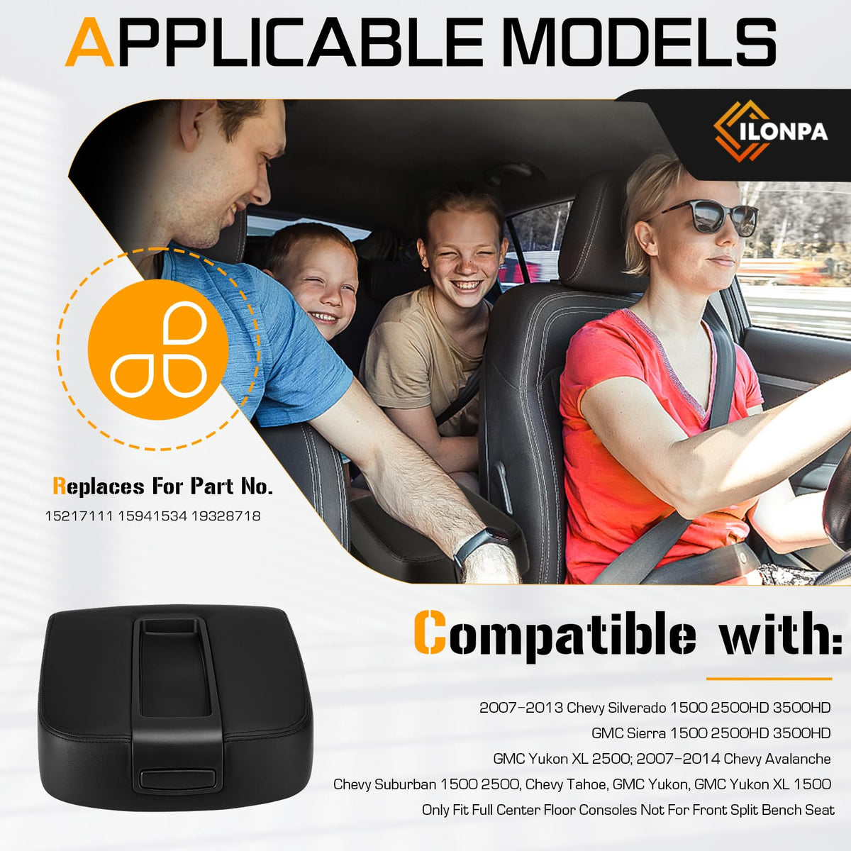 ILONPA installed in vehicle overhead view demonstrating improved console appearance