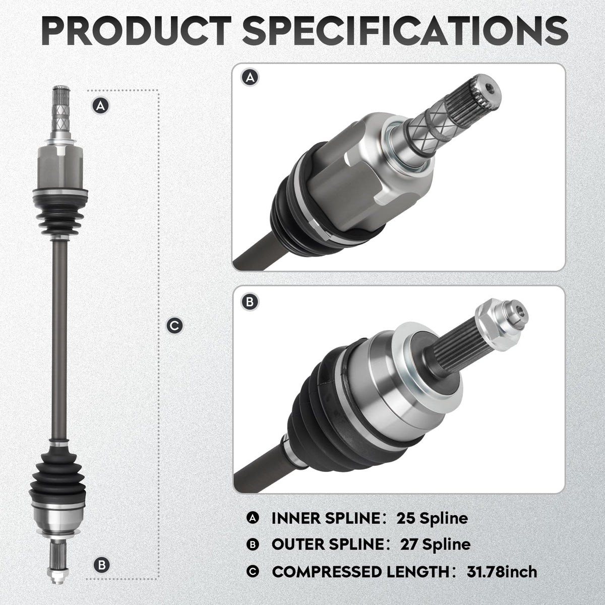 ILONPA outer CV joint closeup showing boot and reinforced clamp durability