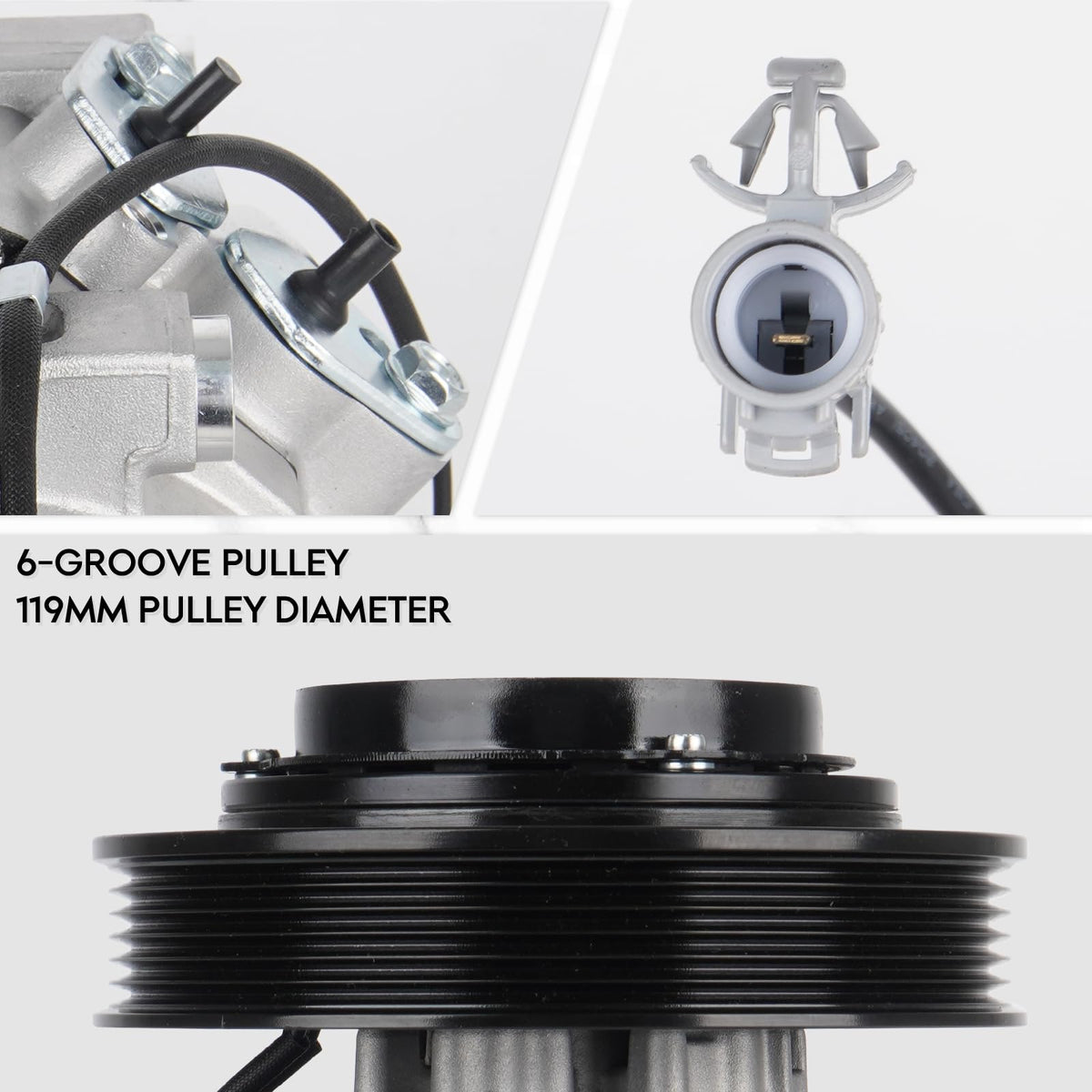ILONPA pulley and grooves detail showing 6-groove design for reliable belt grip