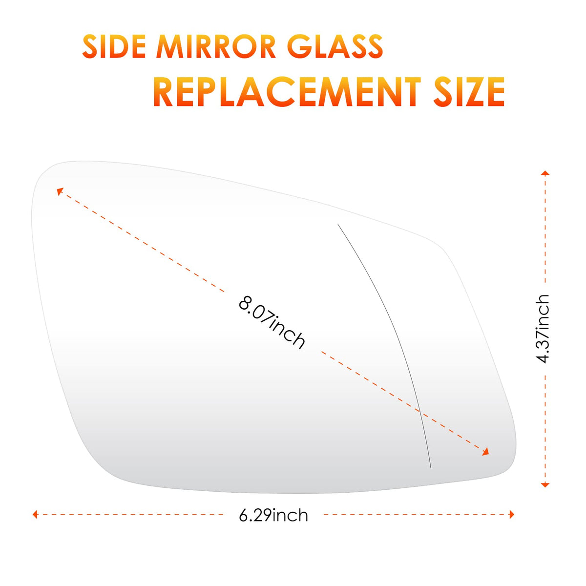 ILONPA mirror beside ruler to show scale and accurate OEM-like dimensions