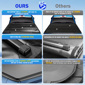ILONPA rolled-up cover in use with open bed for quick access and easy cargo loading
