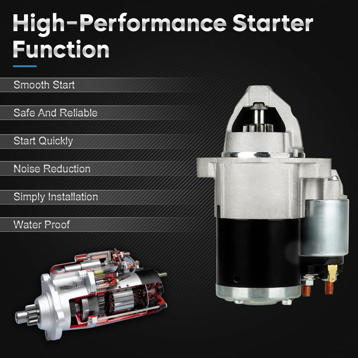 ILONPA starter gear close-up showing eight teeth for precise flywheel engagement