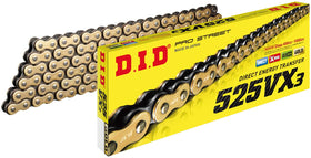 DID 525 VX3 X-Ring Chain 120-Link Gold — High-Performance, Improved Rigidity & Seal Life
