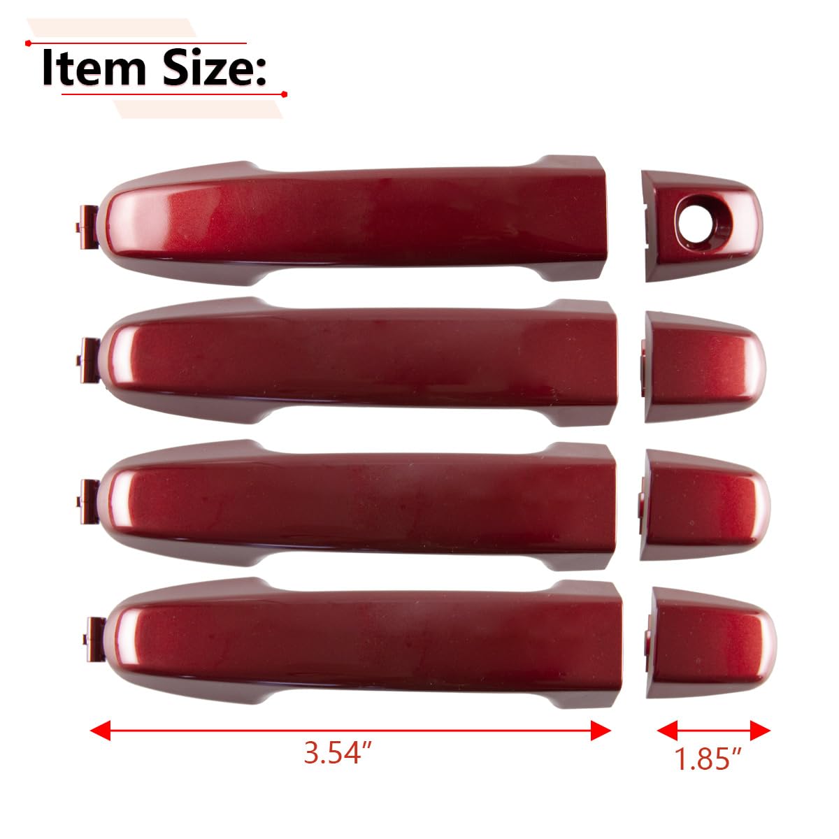 RLB-HILON Exterior Door Handle Set for Toyota Camry 2012-2017 — Painted Red, 4-Door Direct-Fit Replacement