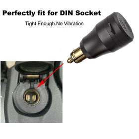 iMESTOU plugged into a motorcycle Hella socket demonstrating stable connection