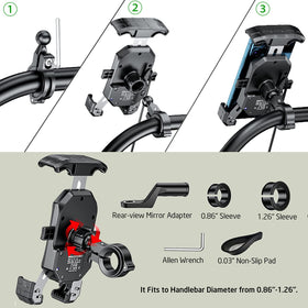iMESTOU mounted phone displaying navigation and easy visibility while riding