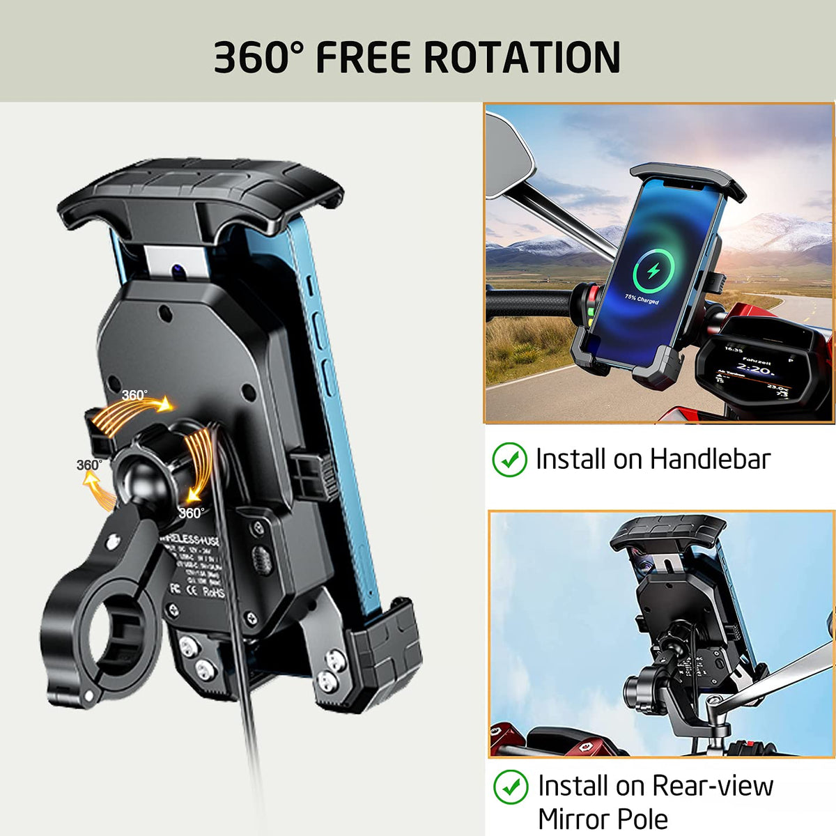 iMESTOU rotating joint adjusted to landscape demonstrating flexible viewing